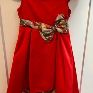 Kids Red Plaid Bow Costume Dress